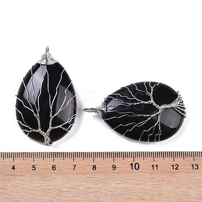 Natural Black Onyx(Dyed & Heated) Big Pendants KK-F868-30P-01-1