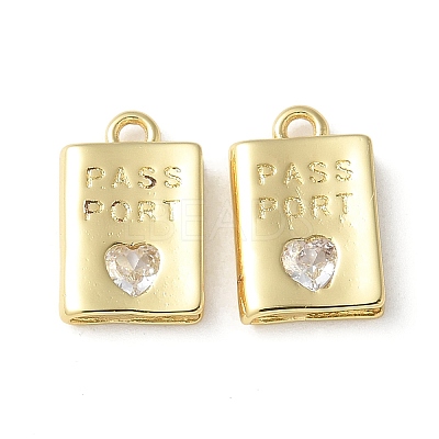 Rack Plating Brass Micro Pave Cubic Zirconia Pendants KK-P290-55G-1