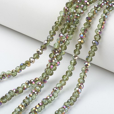 Electroplate Transparent Glass Beads Strands EGLA-A034-T6mm-R-1