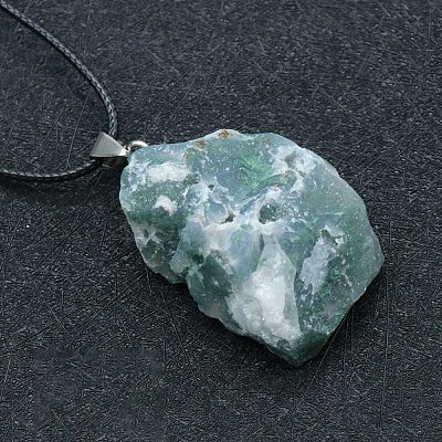 Natural Moss Agate Raw Rough Nuggets Pendant Necklace FS-WG50F2C-18-1