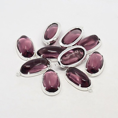 Silver Color Plated Brass Glass Pendants GLAA-J047-04S-1