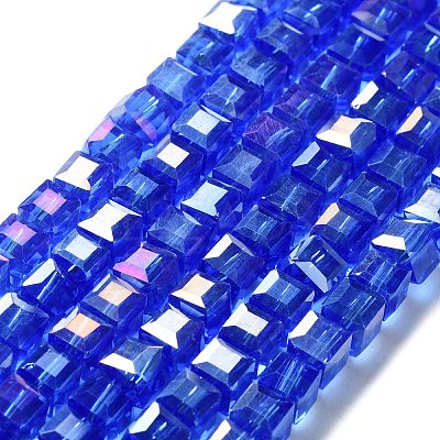Electroplate Glass Beads Strands EGLA-R030-6x6mm-12-1