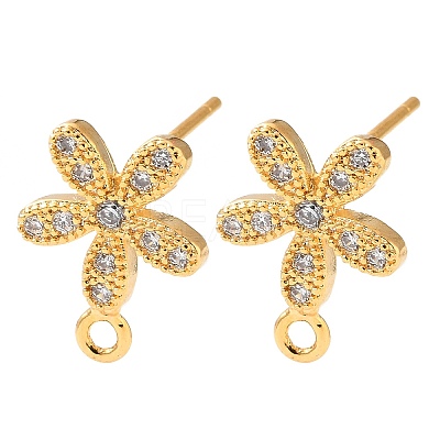 Brass Rhinestone Stud Earring Findings RB-CBA7264-01G-1