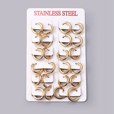 Ion Plating(IP) 304 Stainless Steel Huggie Hoop Earrings EJEW-O087-06C-1