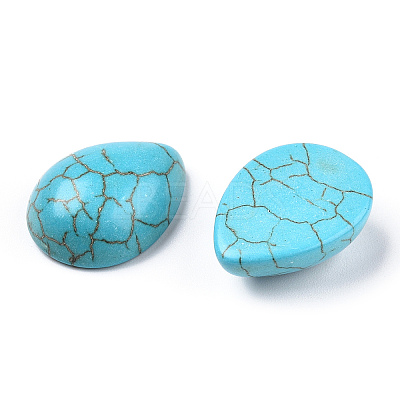 Craft Findings Dyed Synthetic Turquoise Gemstone Flat Back Teardrop Cabochons TURQ-S270-12x16mm-01-1