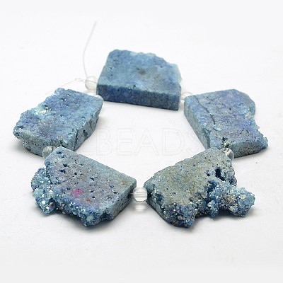 Electroplated Natural Druzy Crystal Beads Strands G-N0257-05-1