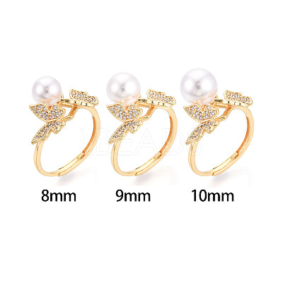 Butterfly Brass Micro Pave Clear Cubic Zirconia Adjustable Ring Settings KK-T076-30G-1