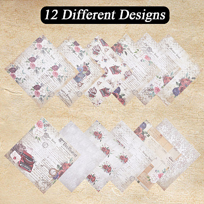 12Pcs 12 Patterns Floral Scrapbook Paper Pads DIY-WH0430-010-1