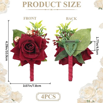 4Pcs Silk Brooch AJEW-CP0007-51-1