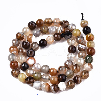 Natural Striped Agate/Banded Agate Beads Strands X-G-T131-34B-1
