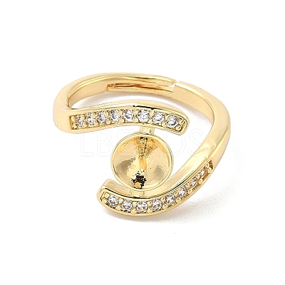 Brass Micro Pave Cubic Zirconia Cup Peg Ring Settings KK-B166-04G-1