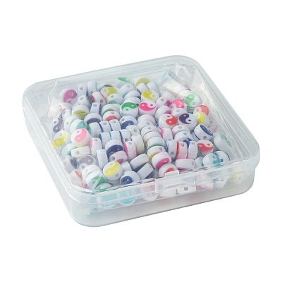 200Pcs Printed Opaque Acrylic Beads OACR-FS0001-54-1