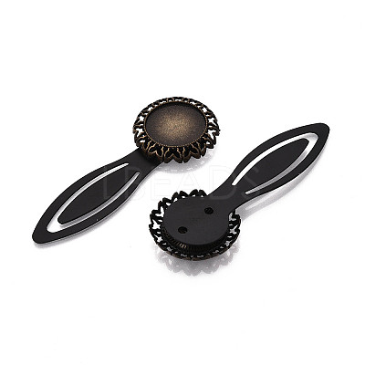 Alloy & Iron Bookmark Cabochon Settings PALLOY-N184-07AB-1