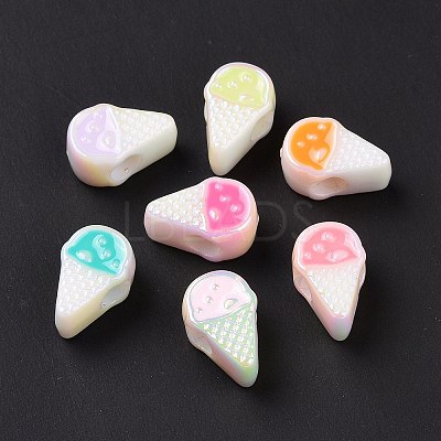 UV Plating Rainbow Iridescent Acrylic European Beads SACR-E009-36-1