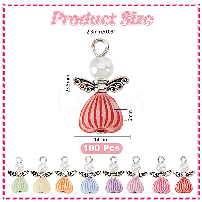 100Pcs Acrylic Alloy Pendants PALLOY-HY00114-1