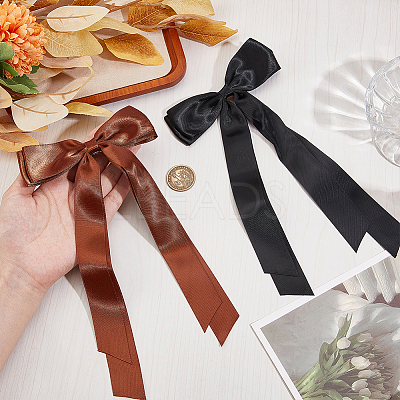 Big Bowknot Polyester Alligator Hair Clips AJEW-CP0008-42B-02-1