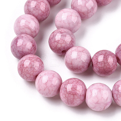 Opaque Crackle Glass Round Beads Strands GLAA-T031-10mm-01Y-1