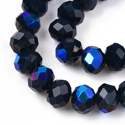 Electroplate Opaque Solid Color Glass Beads Strands EGLA-A034-P6mm-L22-1