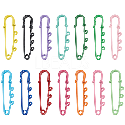 30Pcs 15 Colors Baking Paint Iron Brooch Findings IFIN-SC0002-01-1