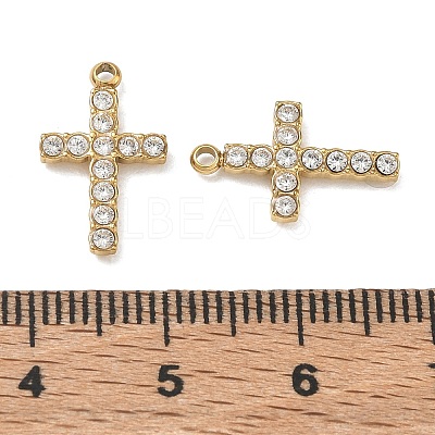 304 Stainless Steel Micro Pave Clear Cubic Zirconia Pendants CU-CBAF0F8-02D-G-1