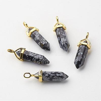 Natural Snowflake Obsidian Pointed Pendants G-G902-A05-1