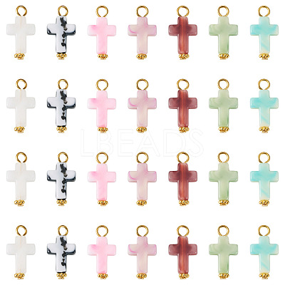 105Pcs 7 Colors Acrylic Imitation Gemstone Pendants FIND-TA0009-34G-1