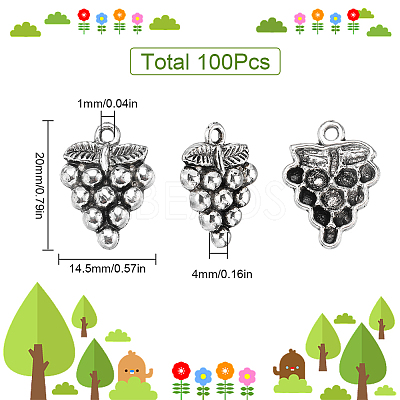 100Pcs Grape Tibetan Style Alloy Pendants TIBEP-SC0002-47-1