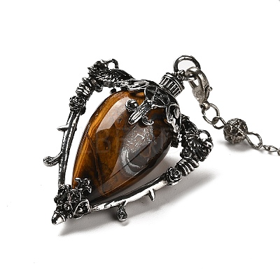 Natural Tiger Eye Triangle Dowsing Pendulum Pendants G-G022-01AS-04-1