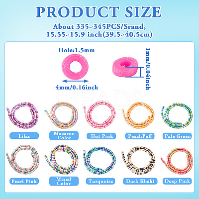 10Strands 10 Colors Handmade Polymer Clay Beads CLAY-TA0001-52-1