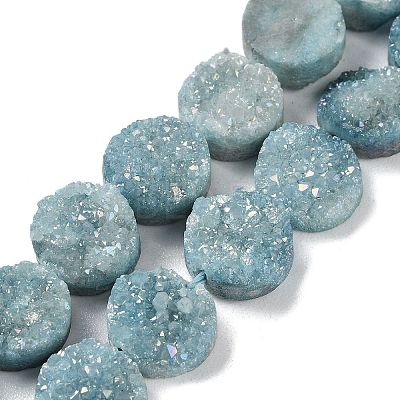 Electroplated Natural Druzy Agate Beads Strands G-M433-01I-1