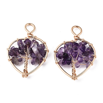 Natural Amethyst Pendants G-T131-97B-09-1