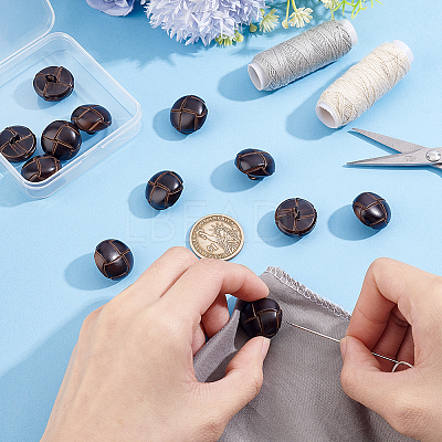 12Pcs Cowhide Shank Buttons BUTT-ME0001-41B-1