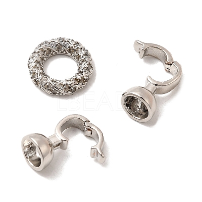 Brass Micro Pave Clear Cubic Zirconia Fold Over Clasps KK-U059-55P-1