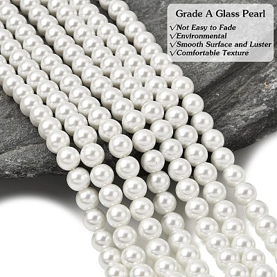 Eco-Friendly Dyed Glass Pearl Round Beads Strands HY-A008-8mm-RB001-1