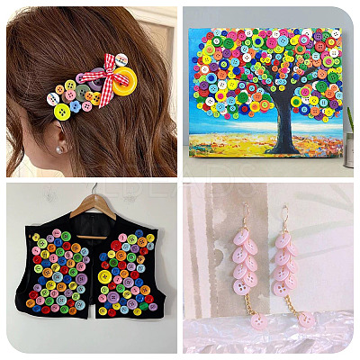 450Pcs 15 Styles Resin Buttons RESI-TA0004-13-1