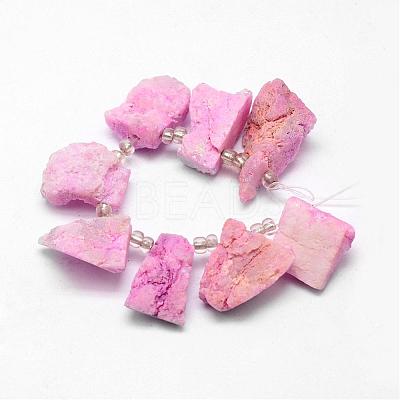Electroplated Natural Agate Bead Strands G-G893-04-1