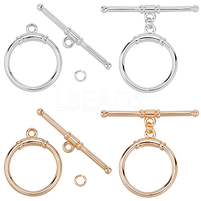 10Pcs 2 Colors Brass Toggle Clasps KK-BBC0021-22A-1