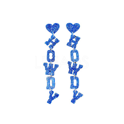 Word HOWDY Acrylic Dangle Stud Earrings FS-WGBB6AA-05-1
