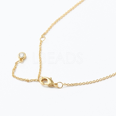 Brass Micro Pave Clear Cubic Zirconia Pendant Necklaces NJEW-J059-01B-1