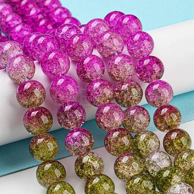Spray Painted Crackle Glass Beads Strands DGLA-C002-10mm-04-1