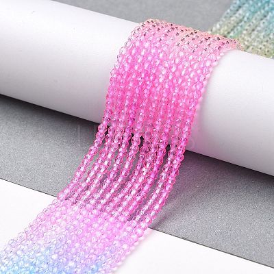 Transparent Gradient Color Glass Beads Strands GLAA-G101-2mm-07-1