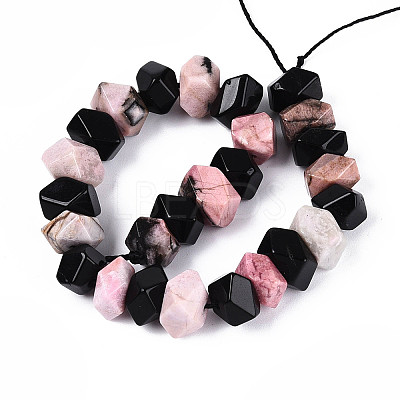 Natural Obsidian & Rhodonite Beads Strands G-N358-01A-04-1