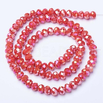 Electroplate Glass Beads Strands EGLA-A034-P6mm-B06-1