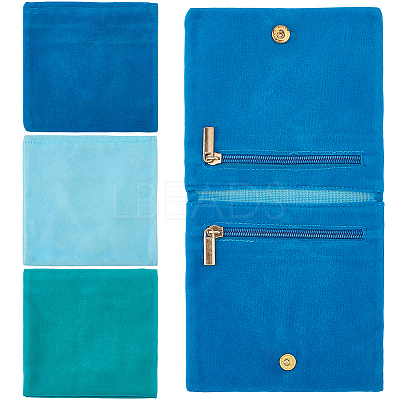 3Pcs 3 Colors Folding Velvet Jewelry Storage Bags for Earrings Rings Bracelets ABAG-CN0001-69C-1