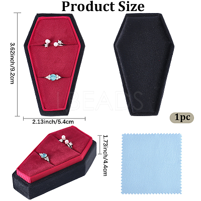 1Pc Coffin Shaped Velvet Ring Organizer Boxes AJEW-BBC0001-08-1