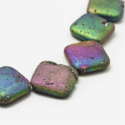 Electroplated Natural Druzy Geode Crystal Beads Strands G-N0252-30x30mm-01-1