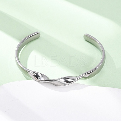 304 Stainless Steel Cuff Bangles for Women BJEW-D361-03P-1