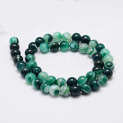 Natural Striped Agate/Banded Agate Bead Strands G-K155-B-8mm-07-1