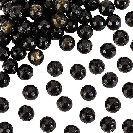 2 Strands Natural Golden Sheen Obsidian Beads Strands G-OC0003-52-1