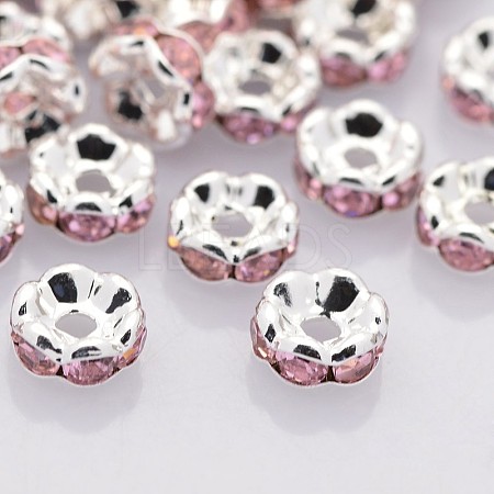 Brass Rhinestone Spacer Beads RB-A014-L12mm-27S-1